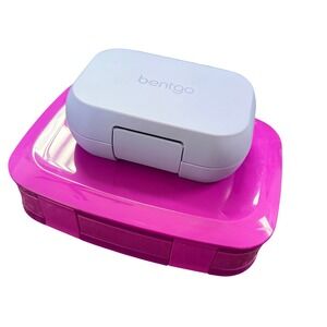 Bentgo Kids Magenta & Purple Lunch Bento Box Set Travel School Sports Snacks